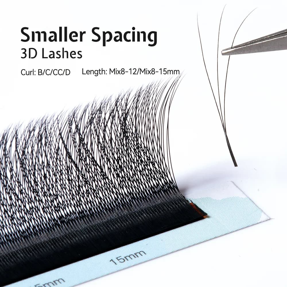 Smal 3D W-form Premium Håndlavet Øjenvippes Extensions