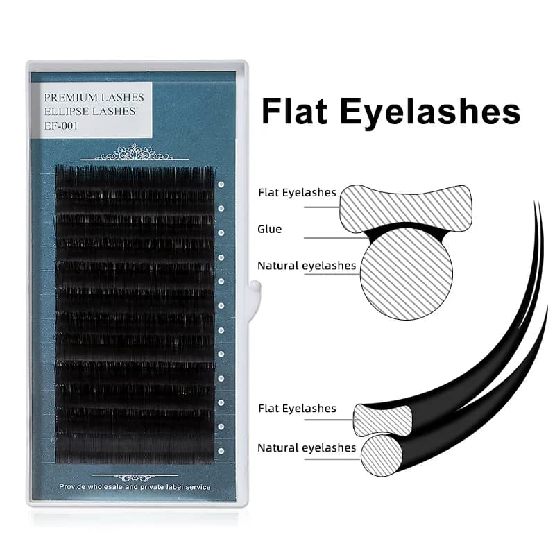Flade elliptiske øjenvipper med splittet spids 0,15 mm 0,20 mm