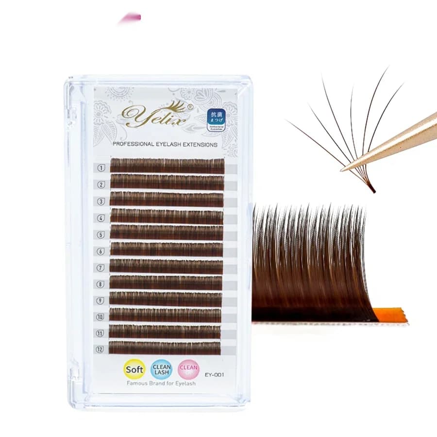 Mørkebrune Easy Fanning Silkevippe Extensions