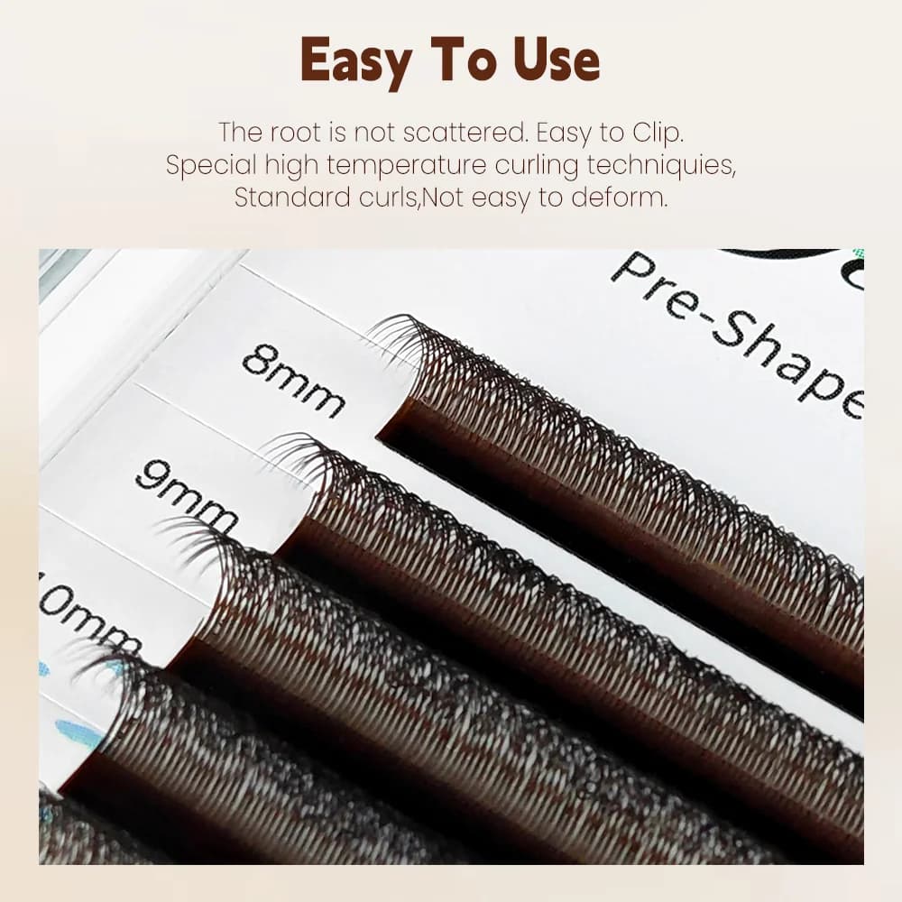 Sort-brune 3D W-form færdiglavet volumen vippeextensions