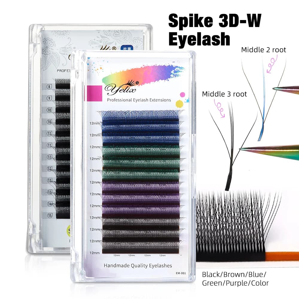 Sort og lilla spike 3D-W fluffy volumelashes